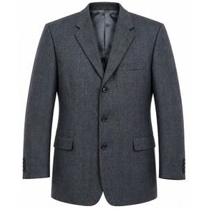 Hart Schaffner Marx Blazer Men 50L Grey Windowpane 3-Button Wool Sport Coat